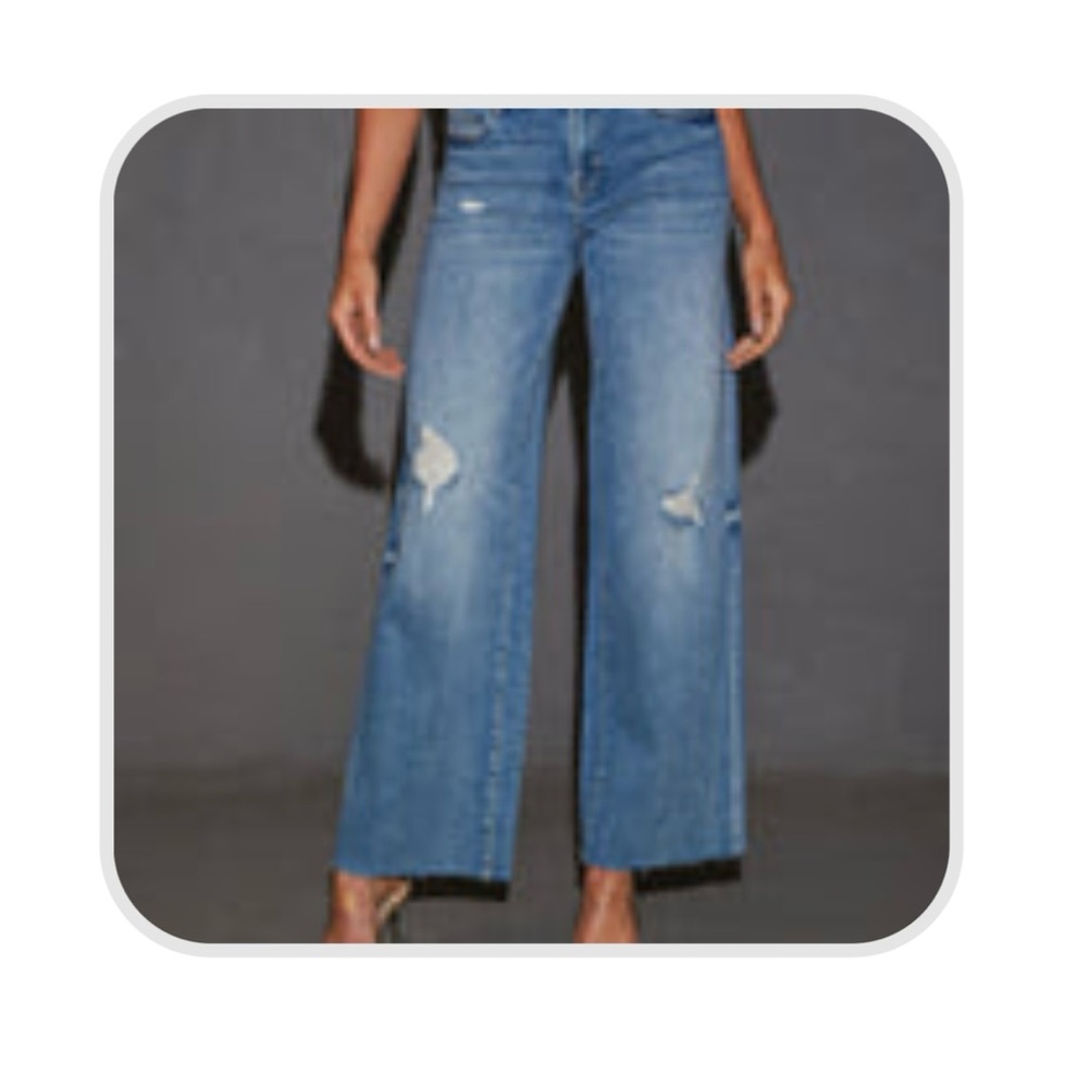 Cooper High Rise Distressed Wide Leg Jeans